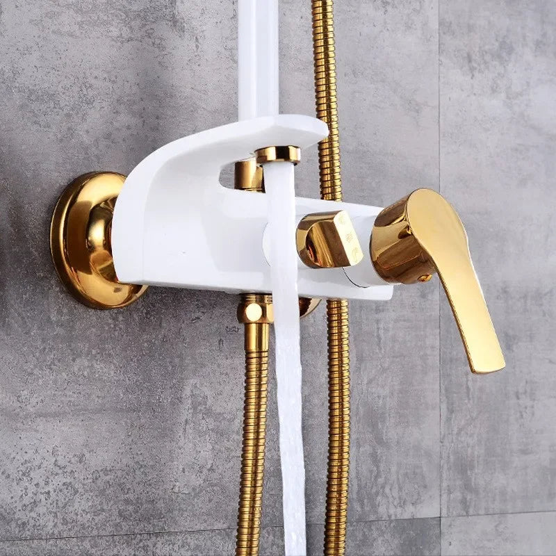 Kyndal - Modern Brass Bathroom Shower Set with Rainfall Shower Head and Hand Shower