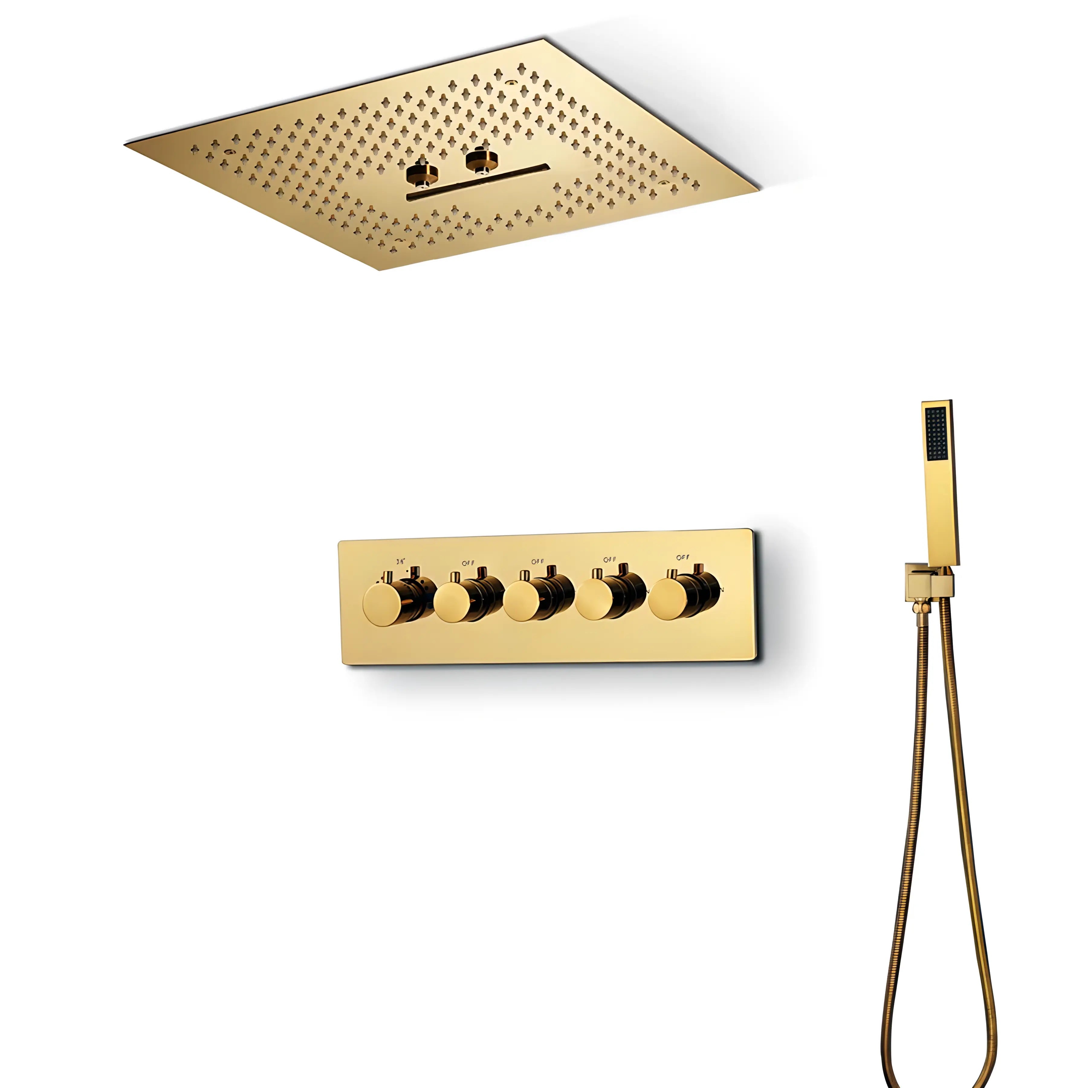 Ochoa - Modern Ceiling Waterfall 16 Inch Head LED Multi Function with Handheld Mini Sprayer