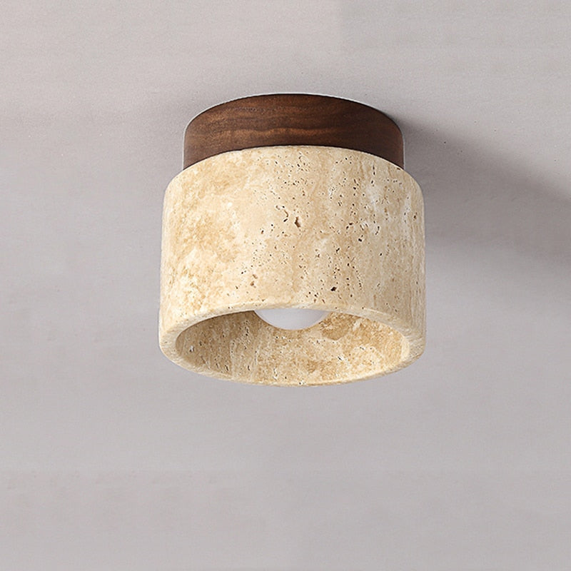 CHUSI - Yellow Stone Wood Ceiling/Wall Light