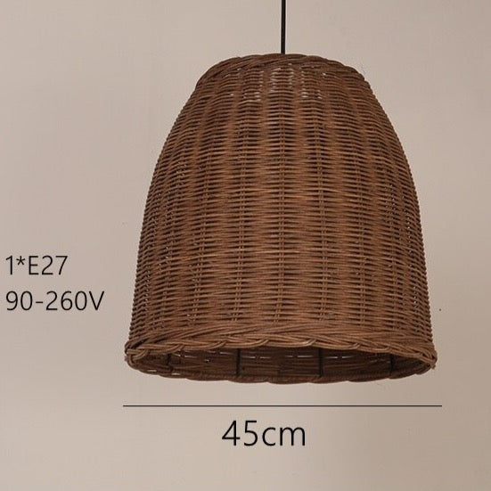 EKUA - Handmade Rattan Shade Round Pendant Ceiling Light