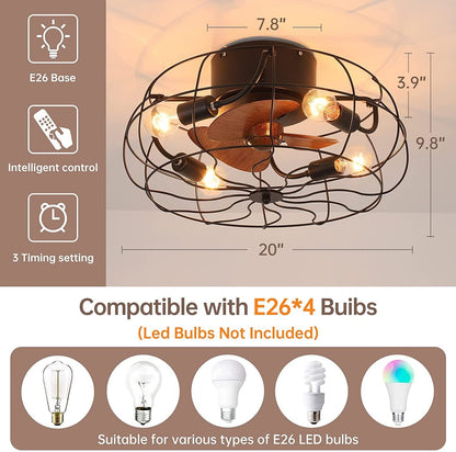 Sanaya - Industrial Retro Ceiling Fan Light