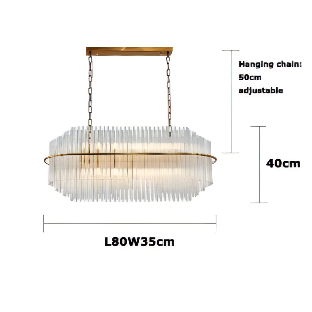 Leonard - Gold Tiered Tube Glass Crystal Round Oval Ceiling Light Chandelier