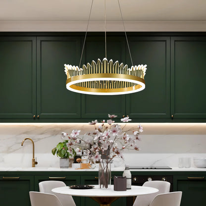 Rory - Hanging Curved Transparent Leaf Gold Ceiling Chandelier