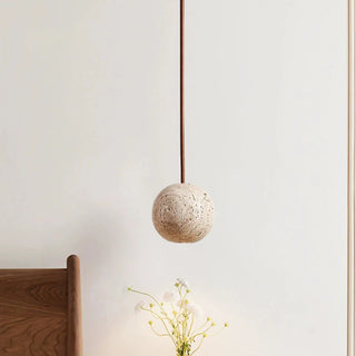 Elektra - Modern Round Stone Shade Brown Cord Hanging LED Ceiling Light