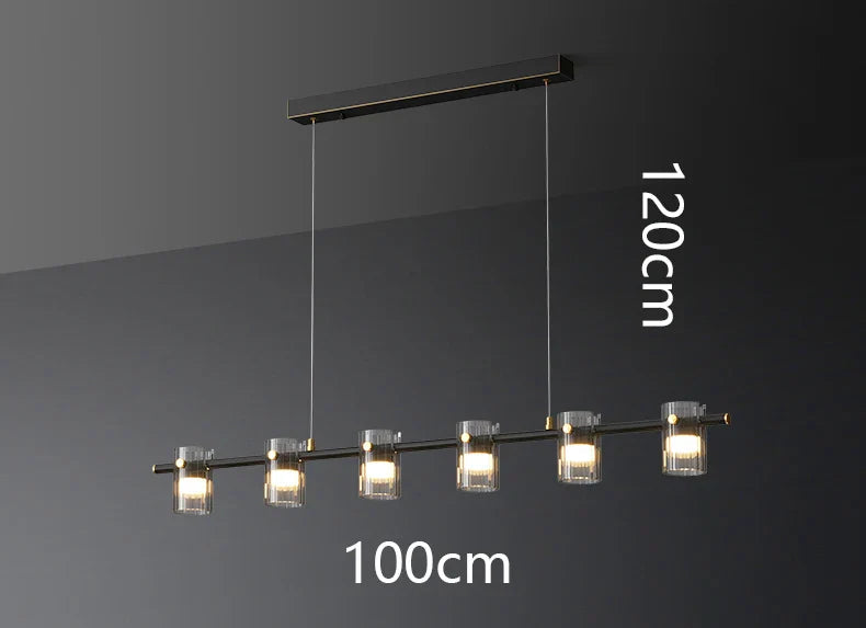 Phitrite - Modern Long Bar Multi Head Black Hanging Ceiling Light Chandelier