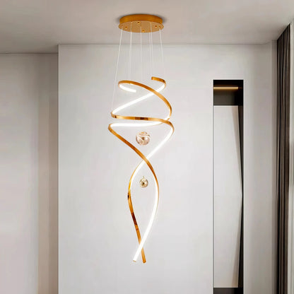 Rebecca - Modern Hanging Spiral Rose Gold Chandelier