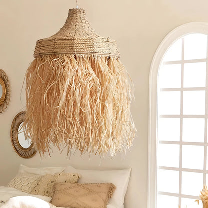 Katrina - Natural Grass Wicker Handmade Round Pendant Ceiling Light