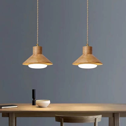 BABIRYE - Wood Cone Adjustable Cord Pendant Ceiling Light