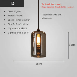 Filomena - Nordic Smoke Grey Glass Hanging Pendant Ceiling Light