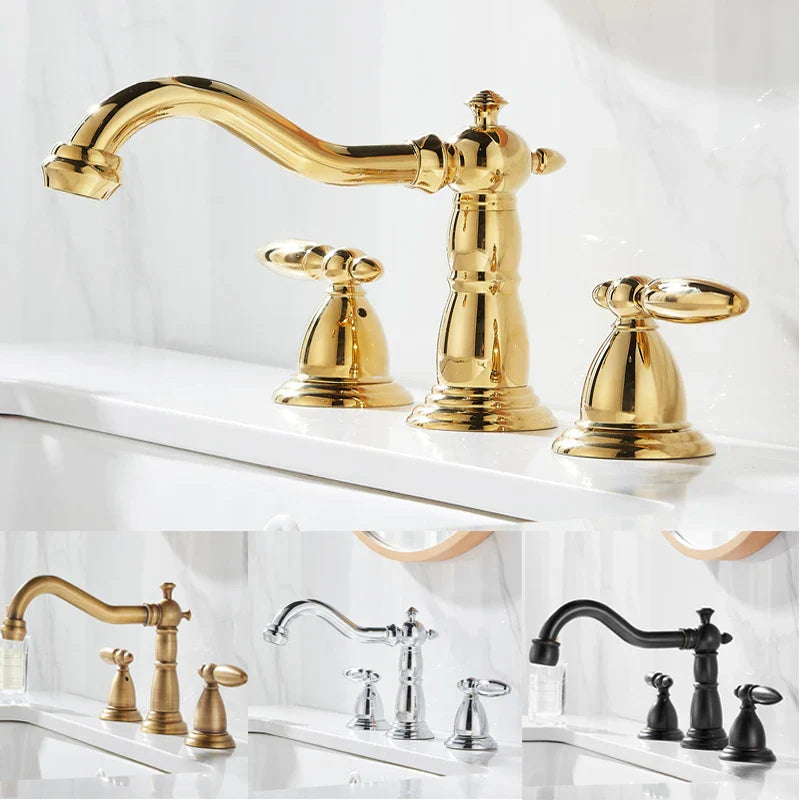 Blaise - Brass Dual Handle Curved Mixer Basin Tap