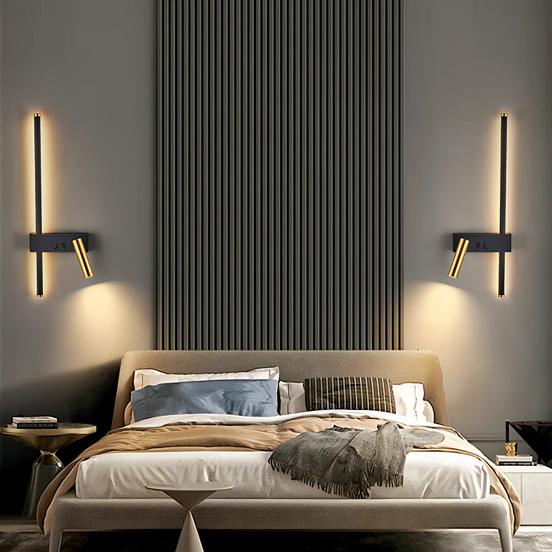 Goebel - Switch-Controlled Modern Black & Gold Dual Reading Wall Light