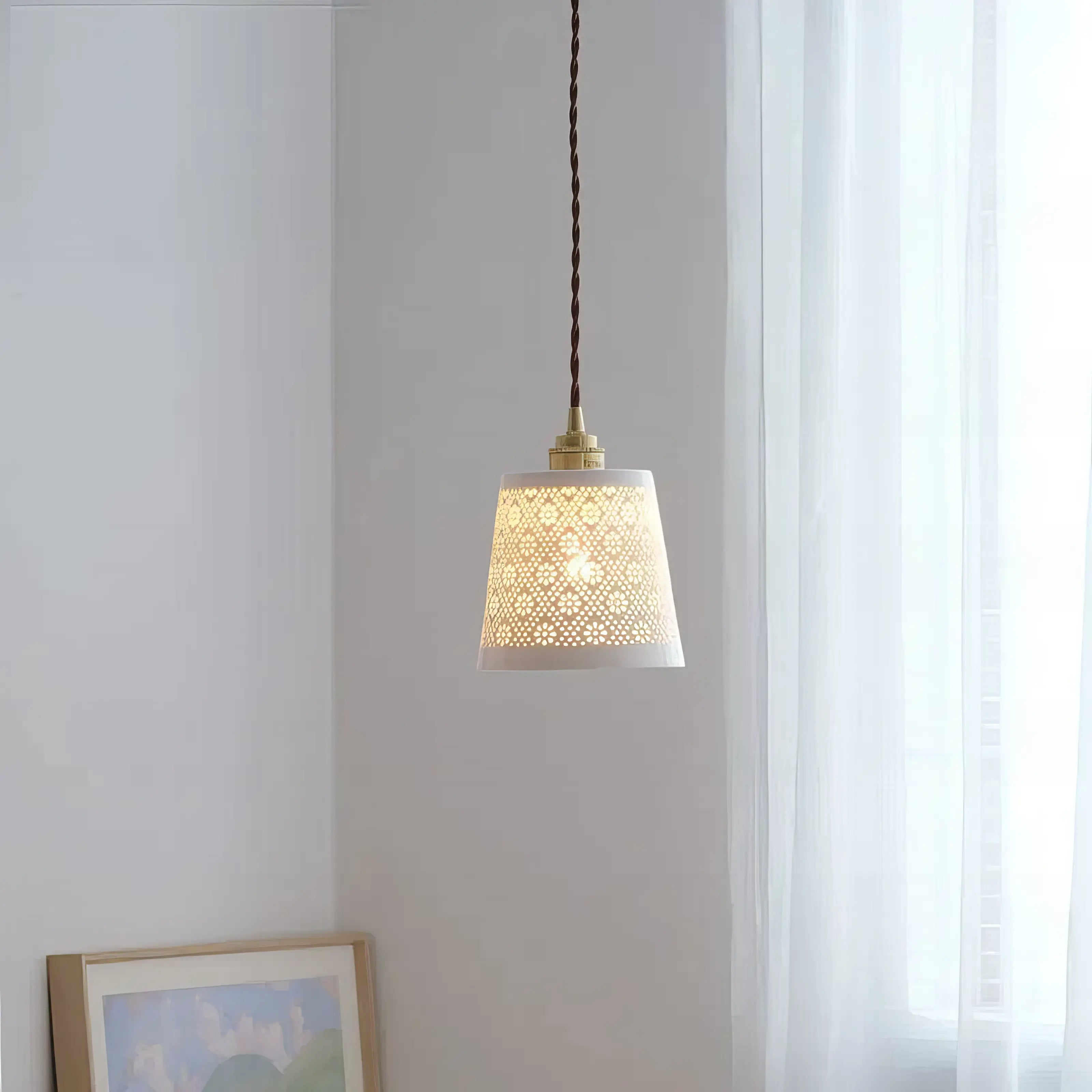 Paris - Ceramic Patterned Shade Pendant Ceiling Light