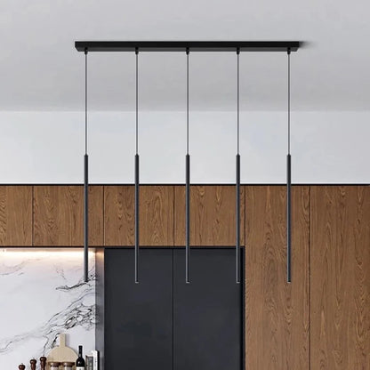 Gaia - Black Hanging Long Tube Combination Ceiling Light