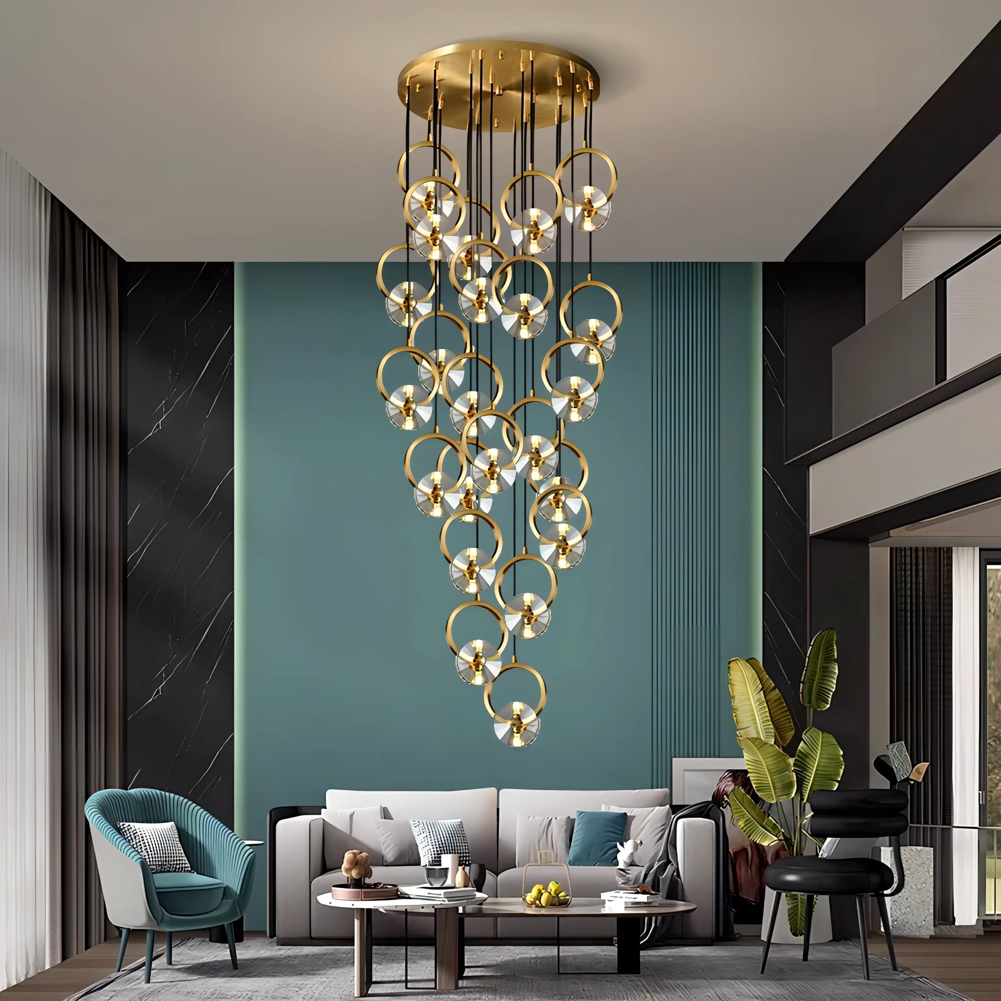 Afrodita - Modern Hanging Round Ring Cluster Ceiling Chandelier