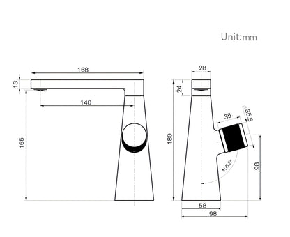 Elon - Polished Modern Twist Control Bathroom Mixer Tap