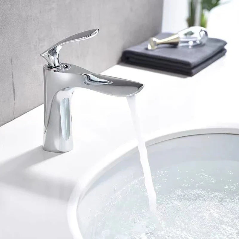 Wylie - Modern Brass Single Lever Deck Mounted Basin Mixer Tap
