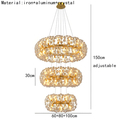 Abdiel - Glass Dandelion Gold Frame Round Clear Crystal Ceiling Light Chandelier