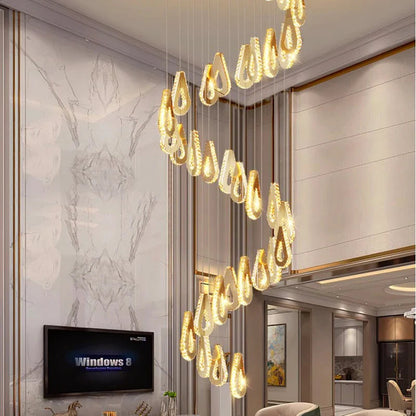 Whitney - Gold Crystal Teardrop Ceiling Chandelier