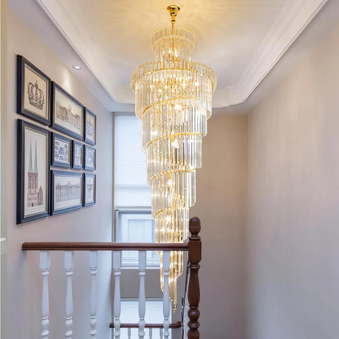 Rose - Round Tiered Crystal Staircase Ceiling Chandelier