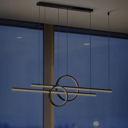 Evdokia - Modern Long Bar LED Double Ring Ceiling Light Chandelier