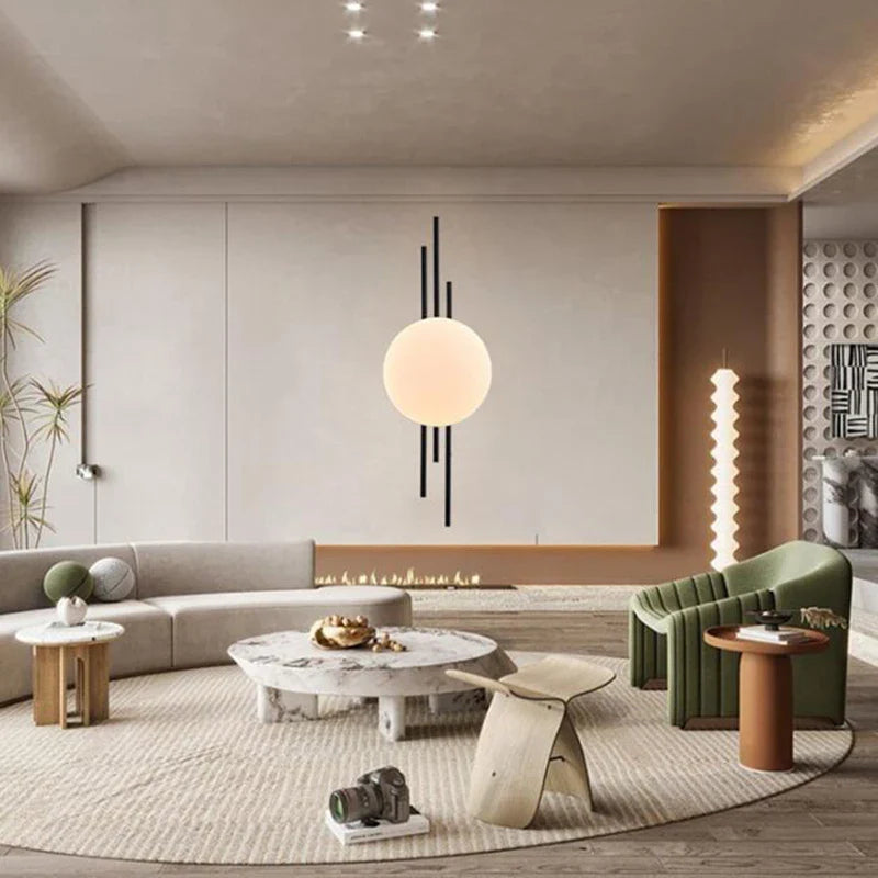 Rosalba - Modern Circular Wall Light With Wire Iron Design