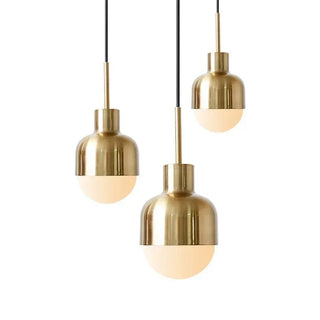 Rosalie - Modern Gold Milk Glass Shade Hanging Round Pendant Ceiling Light