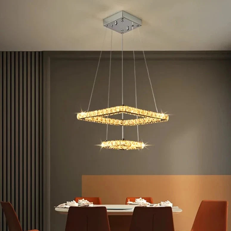 Pollonia - Modern Square Tiered Gold Hanging Chandelier