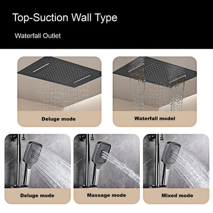 Harden - Modern Brass Wall Mounted Black Shower System with Thermostatic Controls