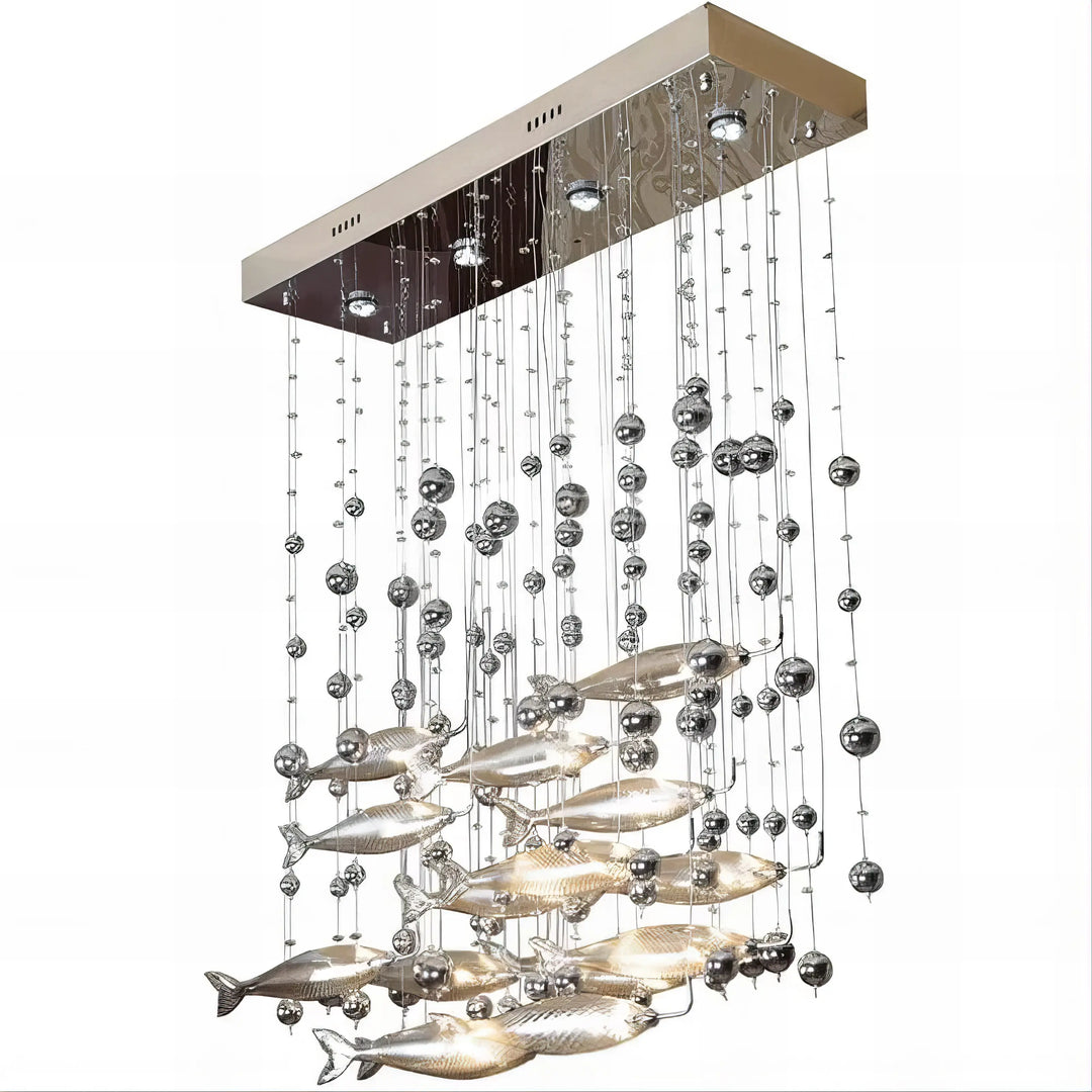 Gia - Hanging Silver Flying Fish Ceiling Chandelier