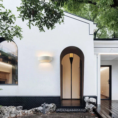 Marlena - Modern Up Down Curved Waterproof Cement LED Wall Light