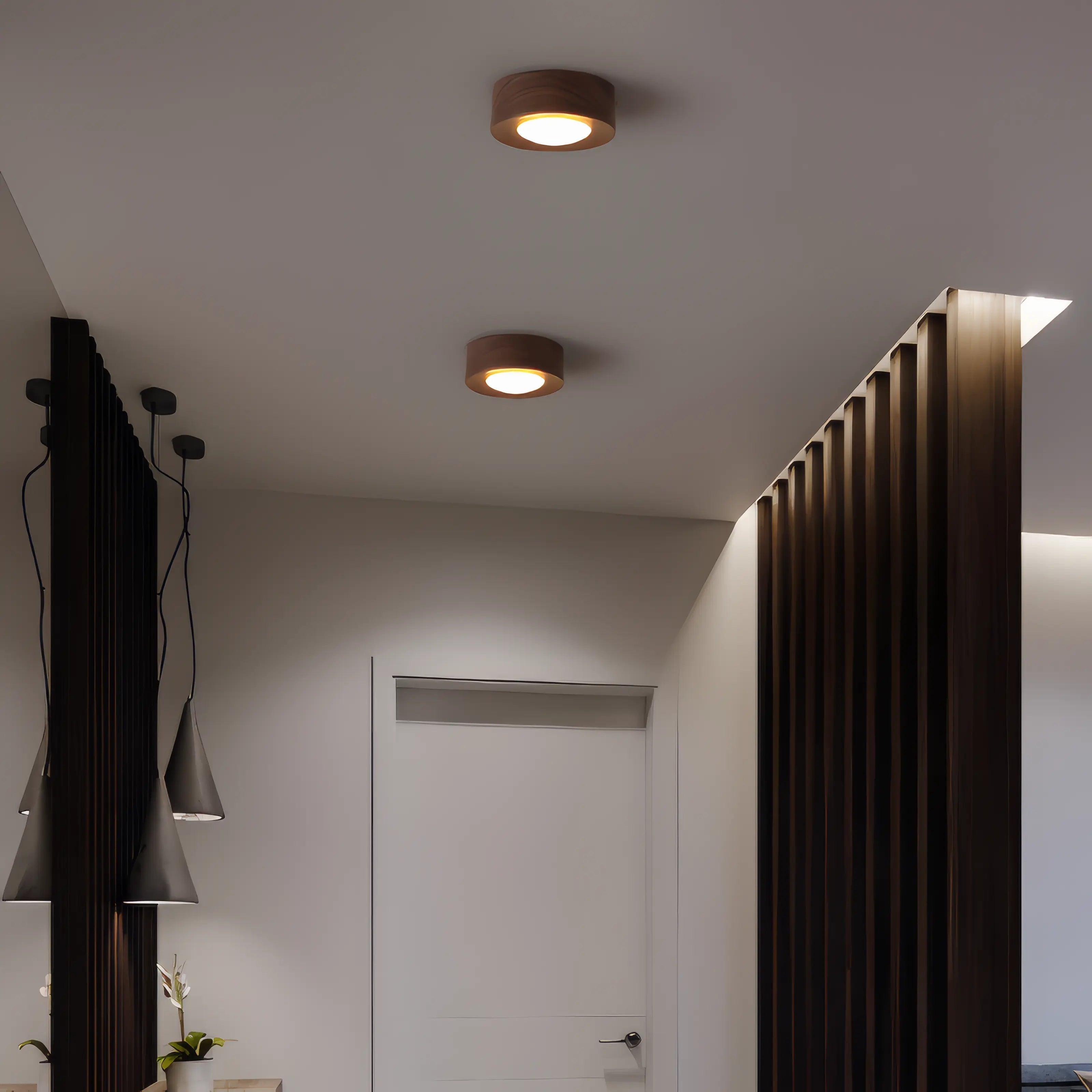 Maeve - Minimalist Walnut Wooden Flush Mount Downlight Ceiling Light