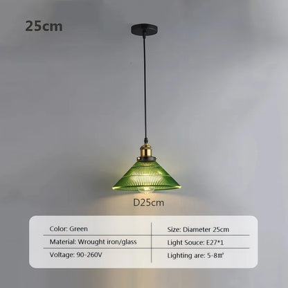 Olga - Round Green Glass Pendant Hanging Light
