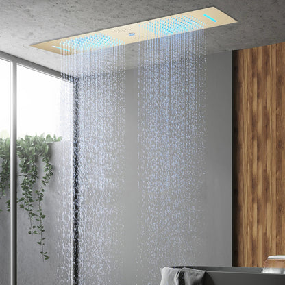 Kaur - Modern LED Stainless Steel Ceiling Mounted Shower Panel with Phone Control