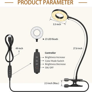 Mackay - LED Reading Light with Clamp 3 Colour Changeable & 10 Brightness Desk Light