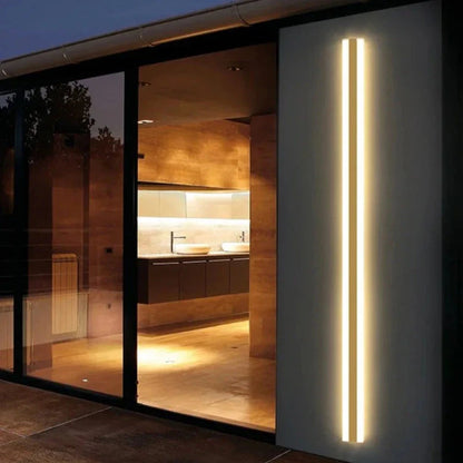 Simeon - Modern LED Outdoor Strip Wall Light Gold IP65 Waterproof