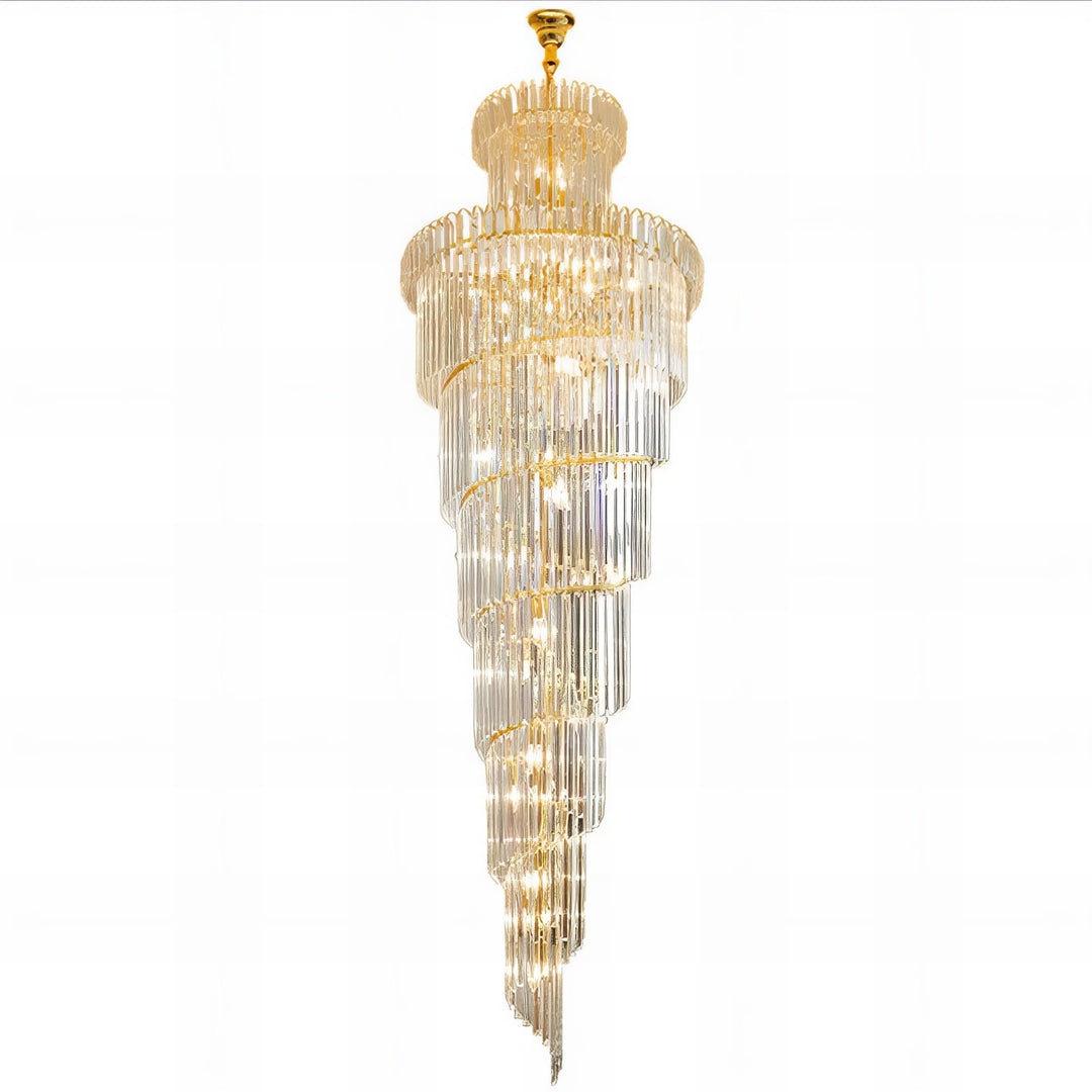 Rose - Round Tiered Crystal Staircase Ceiling Chandelier