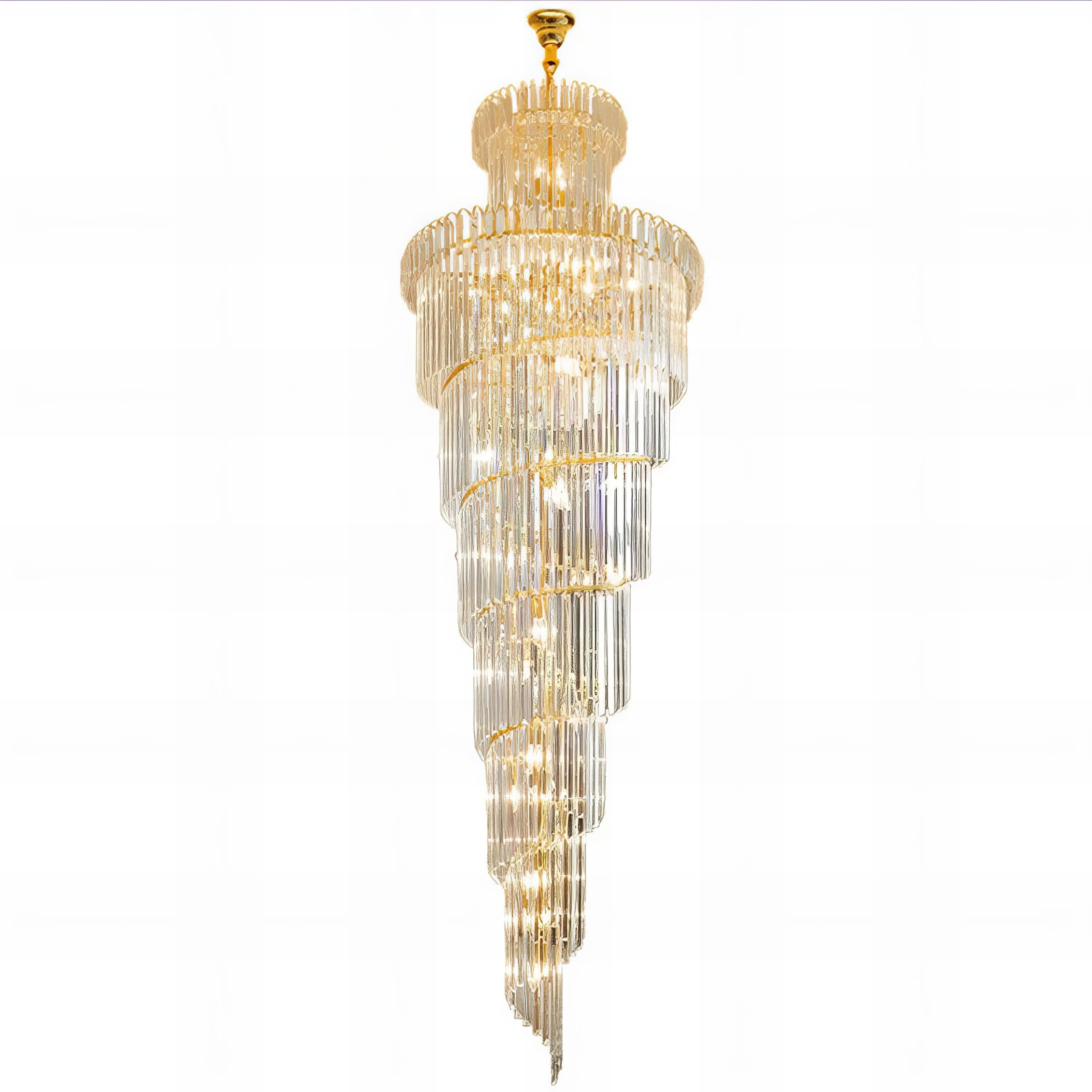Rose - Round Tiered Crystal Staircase Ceiling Chandelier