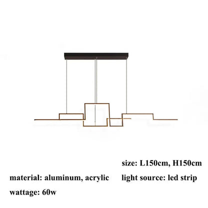 Long Thin Modern Hanging LED Chandelier