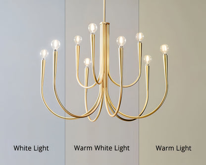 Dustin - Pipe Erected Curved Multi Head Hanging Retro/Modern Ceiling Light Chandelier