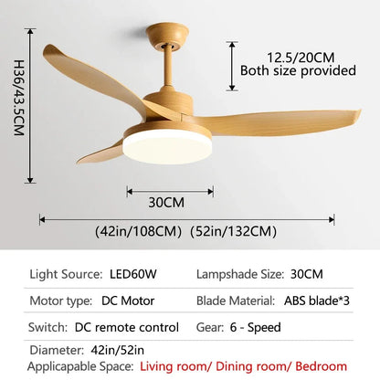 Johana - Modern 3-Blade Ceiling Fan with Integrated Round LED Light