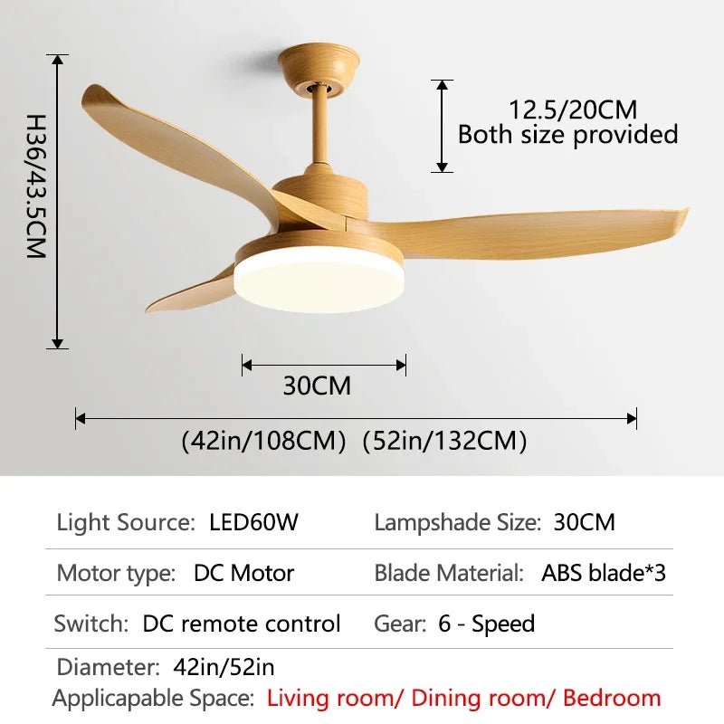 Johana - Modern 3-Blade Ceiling Fan with Integrated Round LED Light
