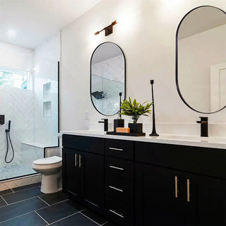 Klavdiya - Modern Black Oval Bathroom Vanity Mirror
