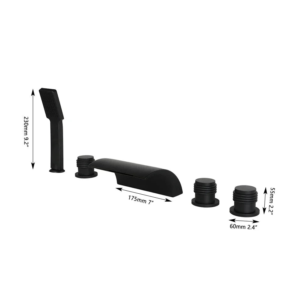 Janiya - Modern Bathtub Waterfall Tap Set with Pull Out Shower