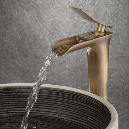 Nautica - Antique Brass Waterfall Hot/Cold Mixer Basin Tap