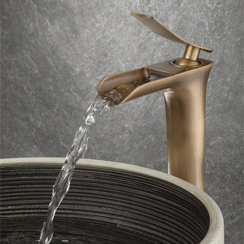 Nautica - Antique Brass Waterfall Hot/Cold Mixer Basin Tap