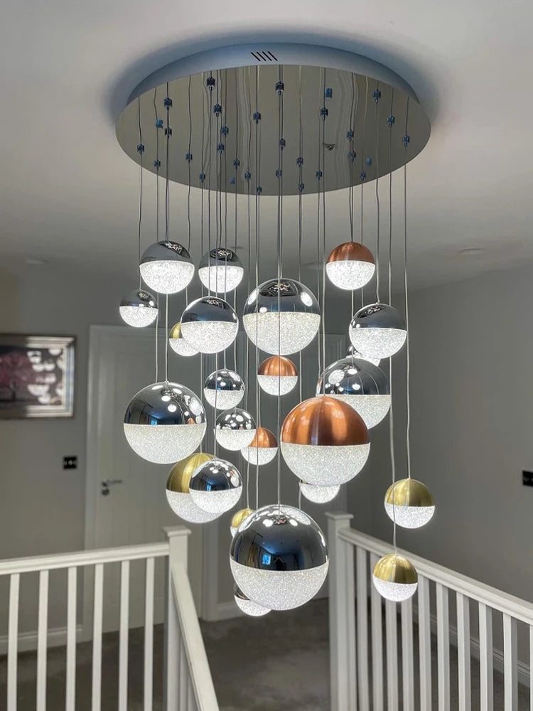 Ursula - Modern Silver Crystal Ball Round Ceiling Chandelier