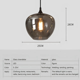 Filomena - Nordic Smoke Grey Glass Hanging Pendant Ceiling Light