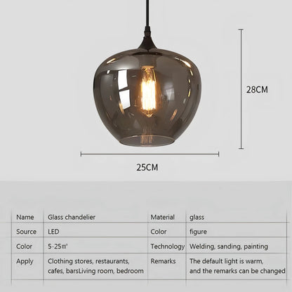 Filomena - Nordic Smoke Grey Glass Hanging Pendant Ceiling Light