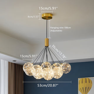 Raylan - Clear Glass Multi Bubble Ball Gold Ceiling Light Chandelier