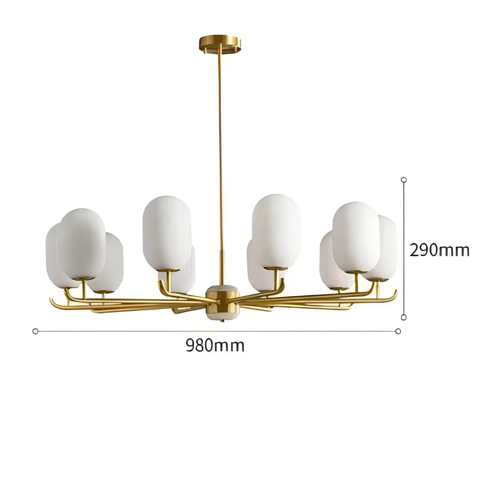 Potts - White Jade Glass Pipe Erected Round Ceiling Light